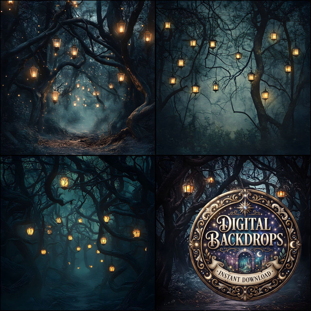 Phantom Forest digital photography backdrops, preview of the downloadable set