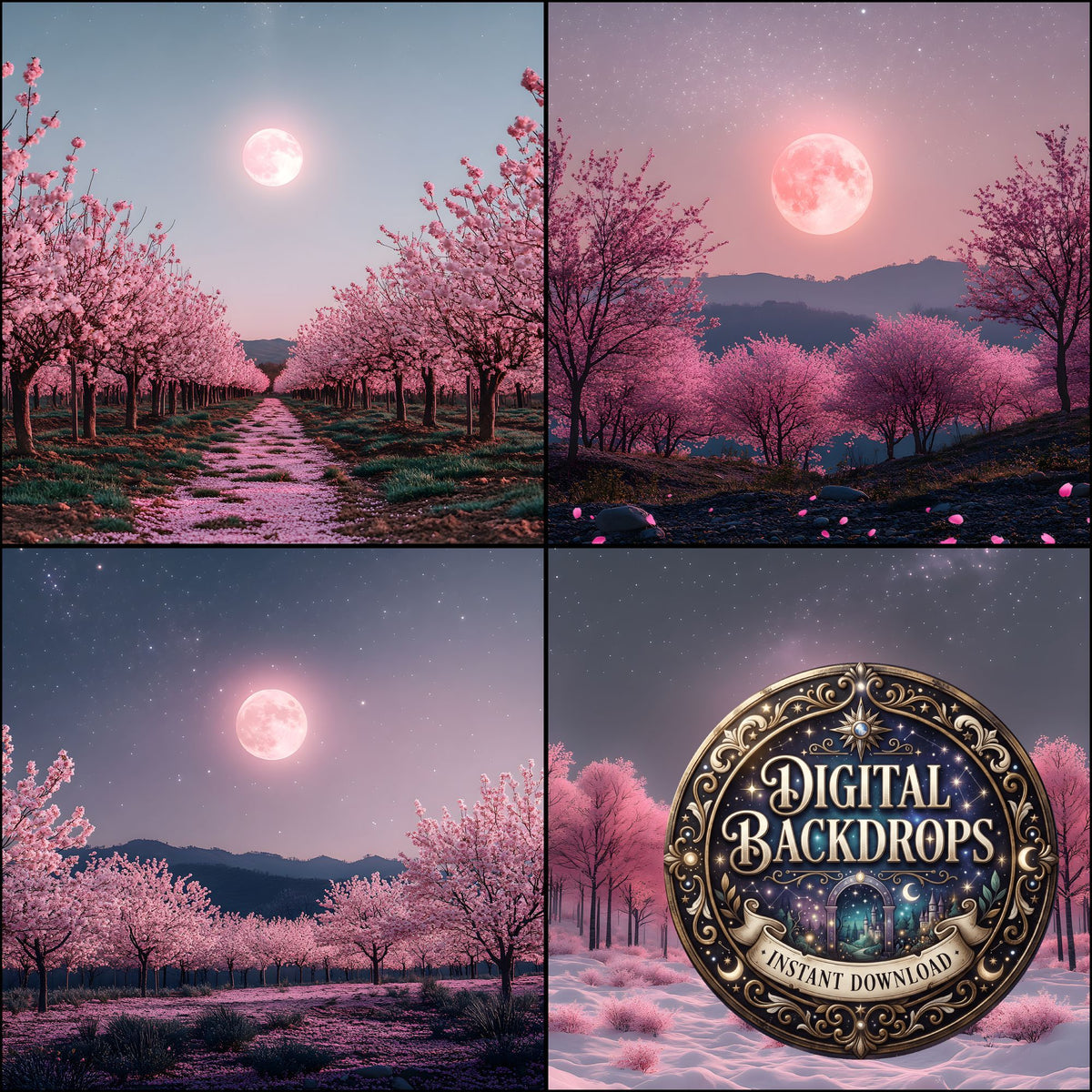 Pink Moon Backdrop Images