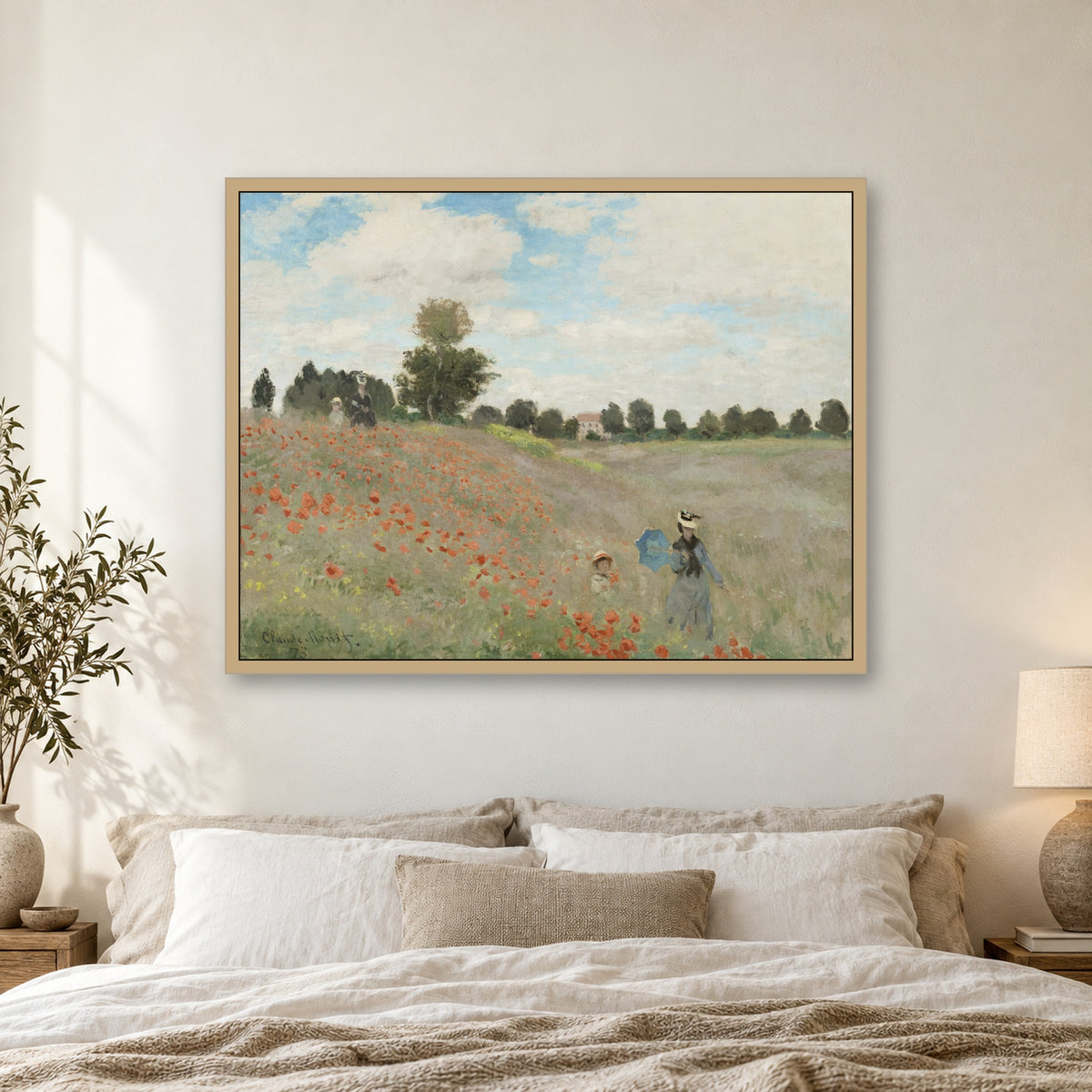 Poppy Field by Claude Monet — framed room mockup