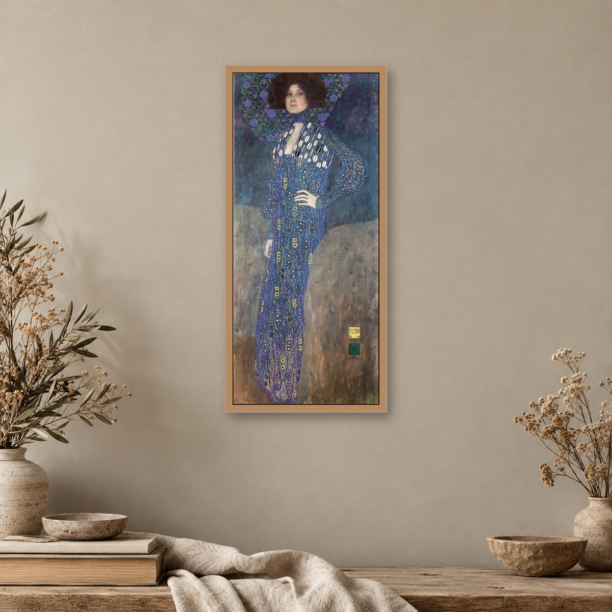 Portrait of Emilie Flöge by Gustav Klimt — framed room mockup