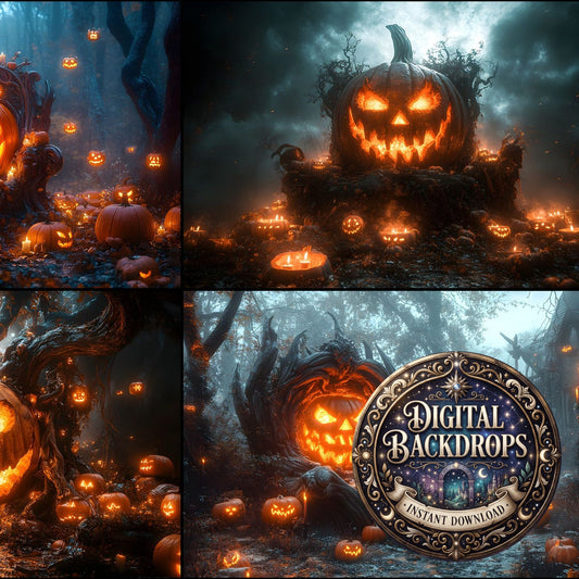 Pumpkin Kings Throne Backdrop Images