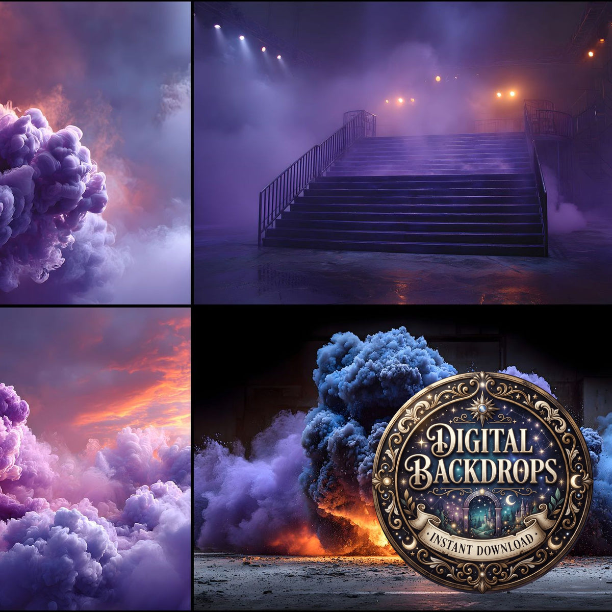 Purple Smoke Action Backdrop Images