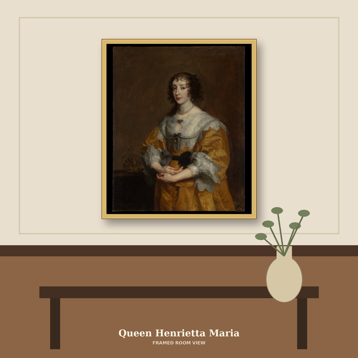 Queen Henrietta Maria by Anthony van Dyck, room mockup