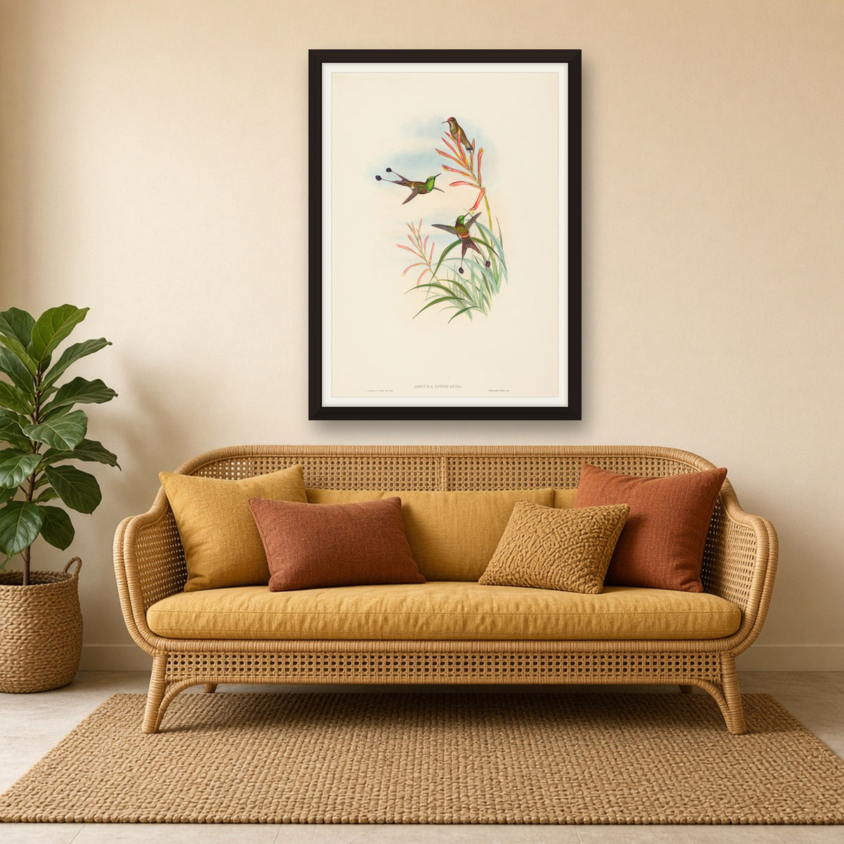 Racket-tail Hummingbird (Discura Longicauda) from A Monograph of the Trochilidae by John Gould — framed art preview
