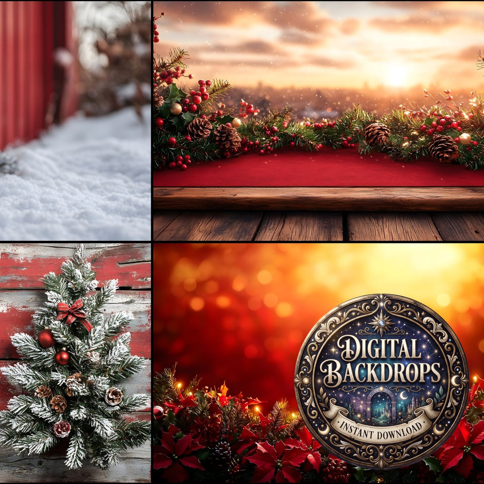 Red Christmas Backdrop Images