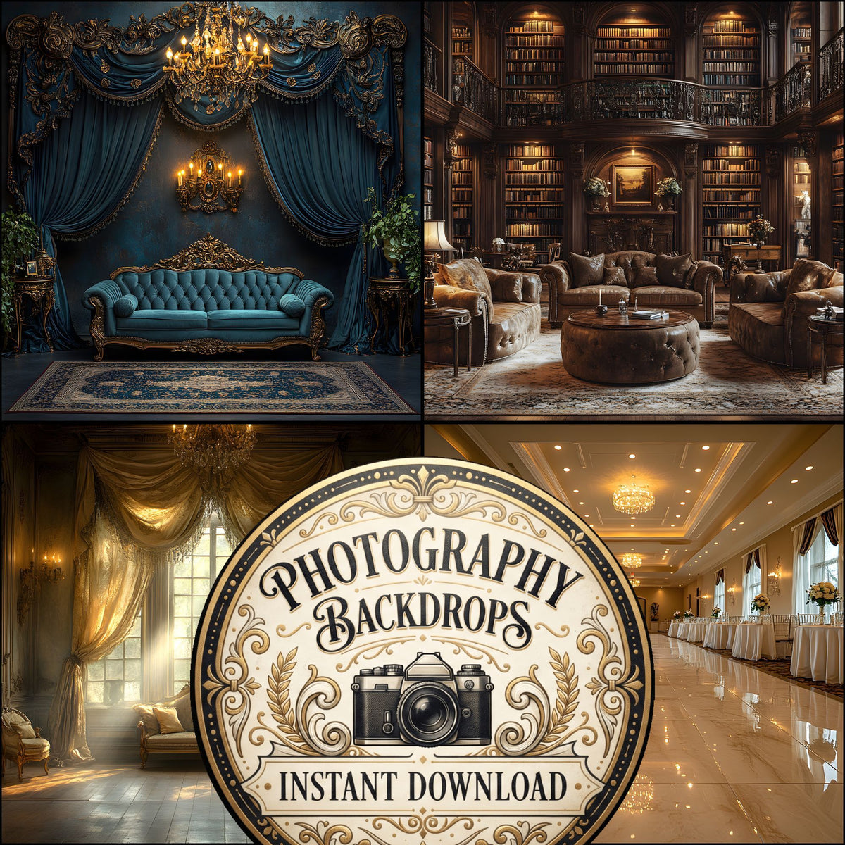 Regal Rooms digital photography backdrops, preview of the downloadable set