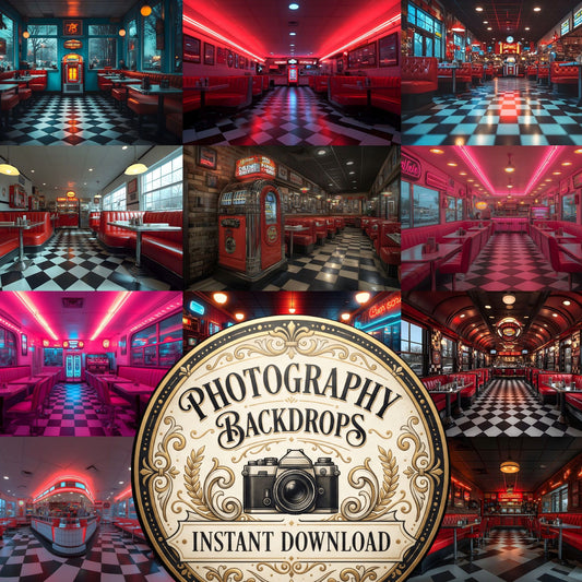 Retro Diner Booth Backdrop Images