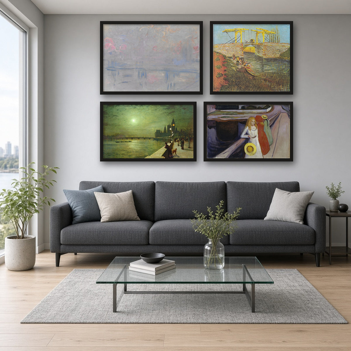 Rivers and Bridges Gallery Wall Set of 4 — gallery wall mockup