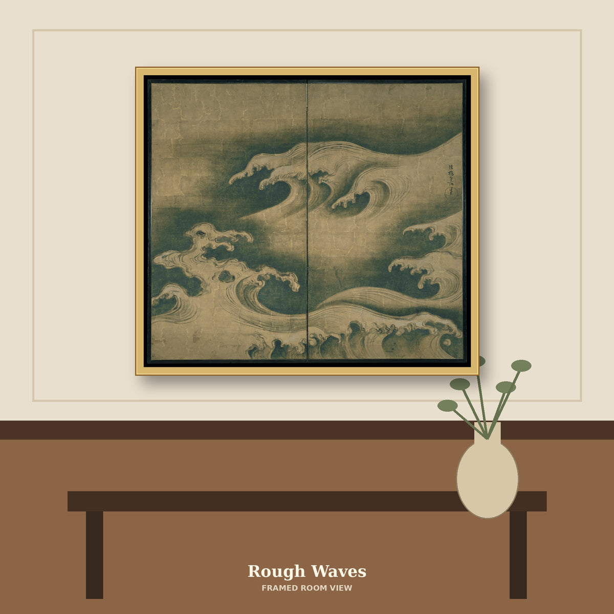 Rough Waves by Ogata Kōrin, room mockup