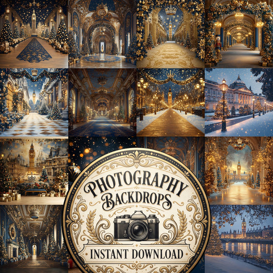 Royal British Themed digital photography backdrops, preview of the downloadable set