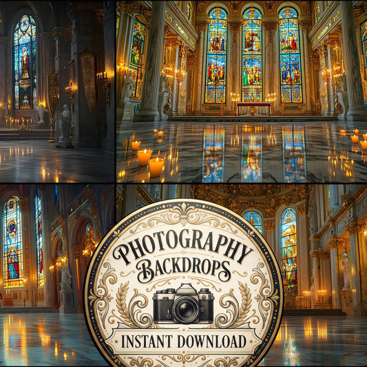 Royal Chapel Stained Glass digital photography backdrops, preview of the downloadable set