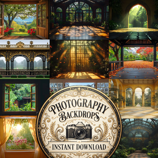 Royal Gold Garden Studio floral digital photography backdrops, preview of the downloadable set
