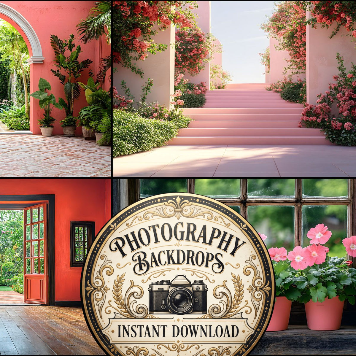 Royal Orange Studio digital photography backdrops, preview of the downloadable set