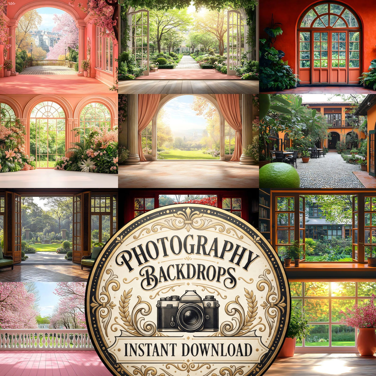 Royal Orange Studio digital photography backdrops, preview of the downloadable set