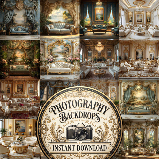 Royal Sitting digital photography backdrops, preview of the downloadable set