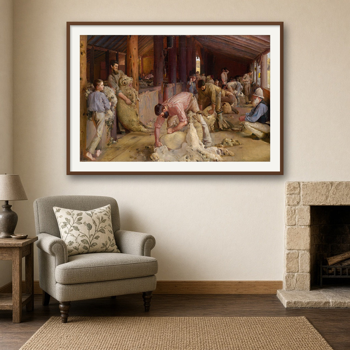 Shearing the Rams by Tom Roberts — room mockup