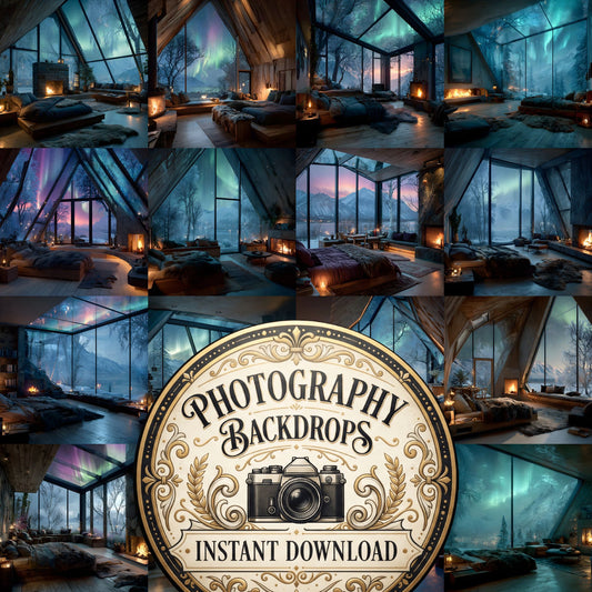 Snowy Glascabin Bedroom Backdrop Images