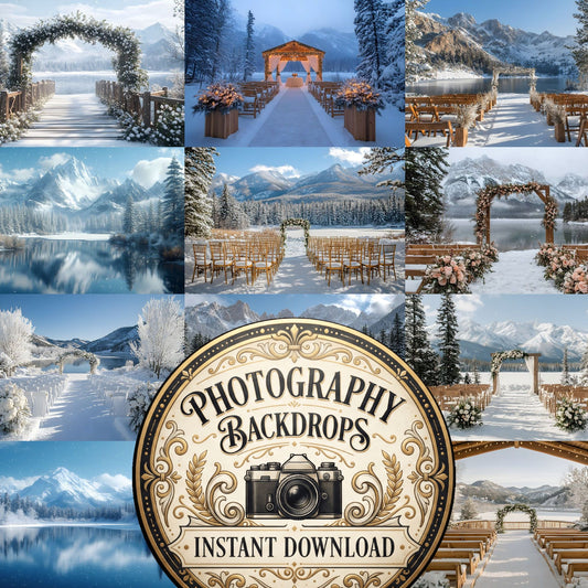 Snowy Mountain Wedding Backdrop Images
