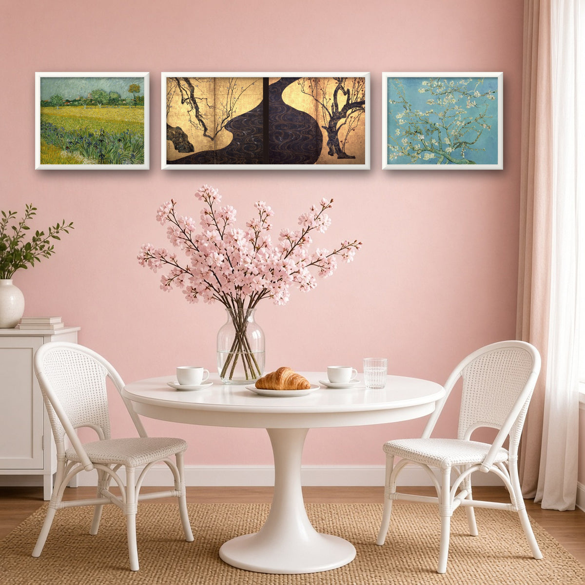 Spring Blossoms Gallery Wall Set of 3 — gallery wall mockup, alternative arrangement