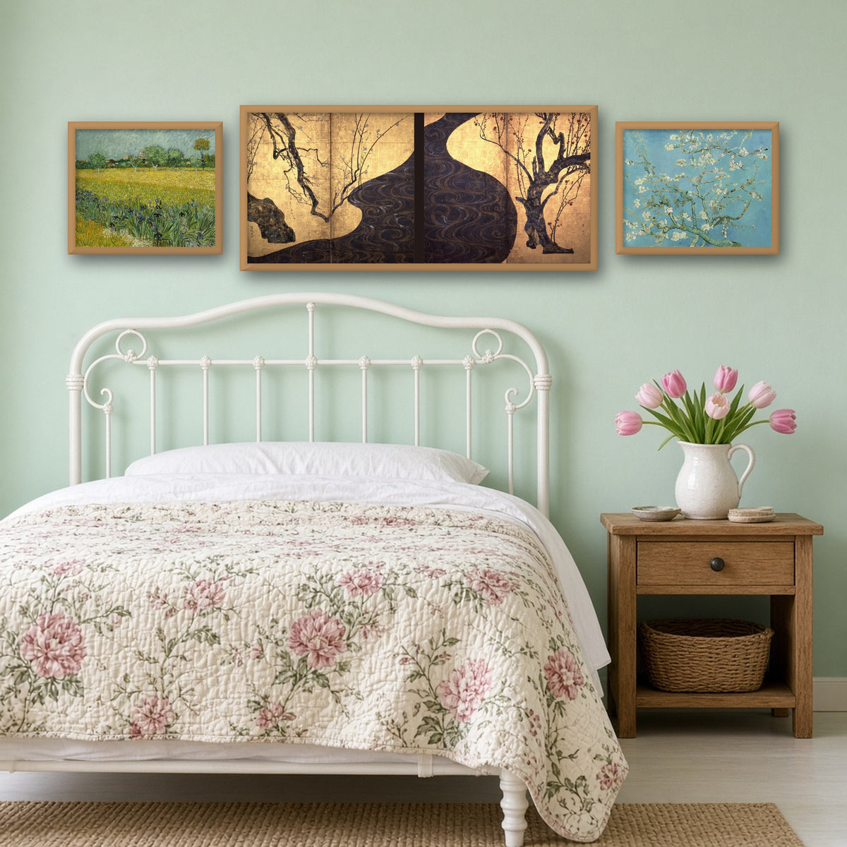 Spring Blossoms Gallery Wall Set of 3 — gallery wall mockup