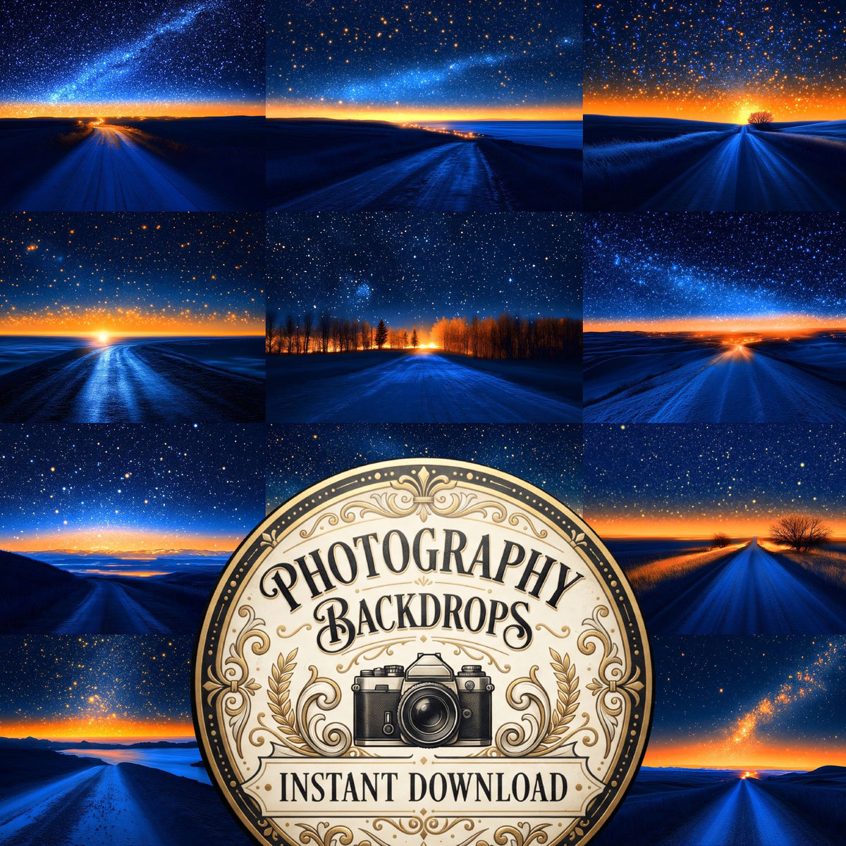 Starry Night Sky Cinematic celestial digital photography backdrops, preview of the downloadable set