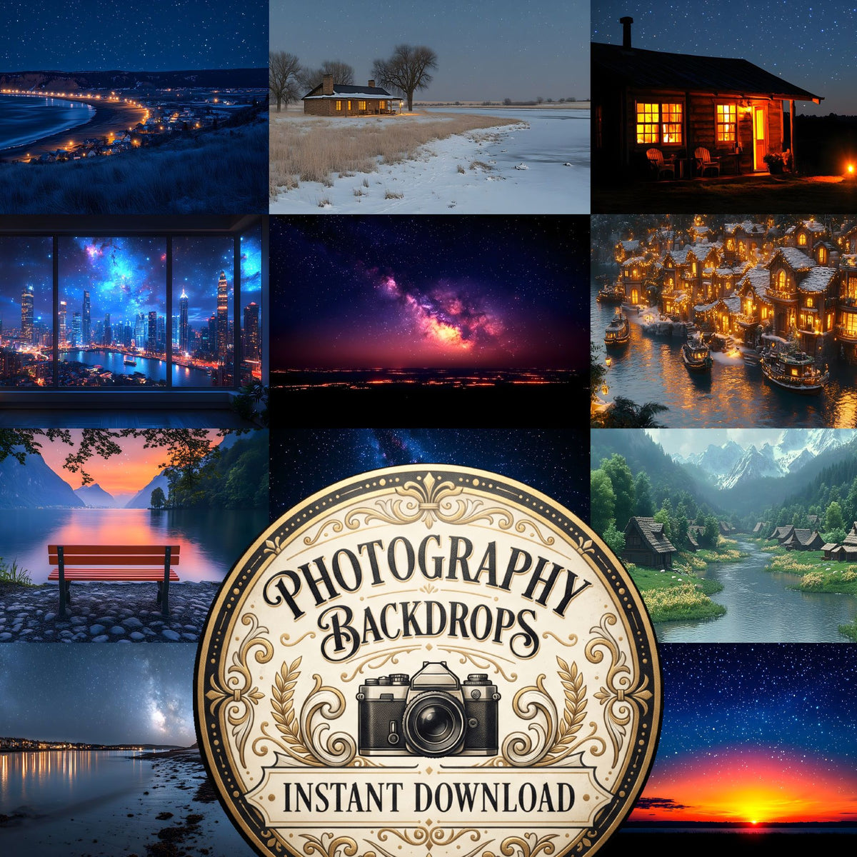 Starry Night TV Wallpaper celestial digital photography backdrops, preview of the downloadable set
