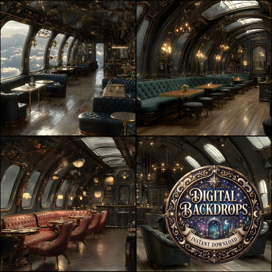 Steampunk Airship Bar Backdrop Images