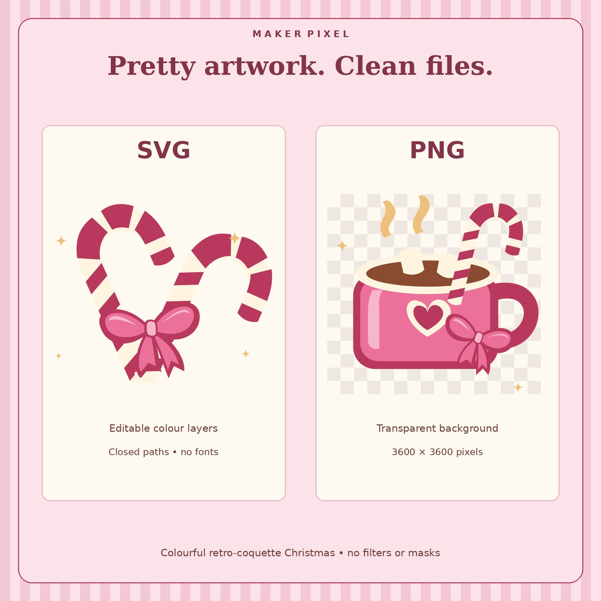 Sugarplum Christmas SVG + PNG Pack – 6 Retro Coquette Holiday Designs
