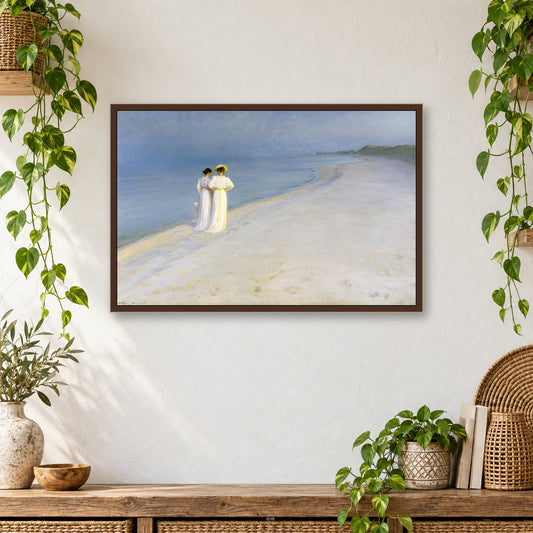 Summer Evening on Skagen's Southern Beach by Peder Severin Krøyer — framed room mockup