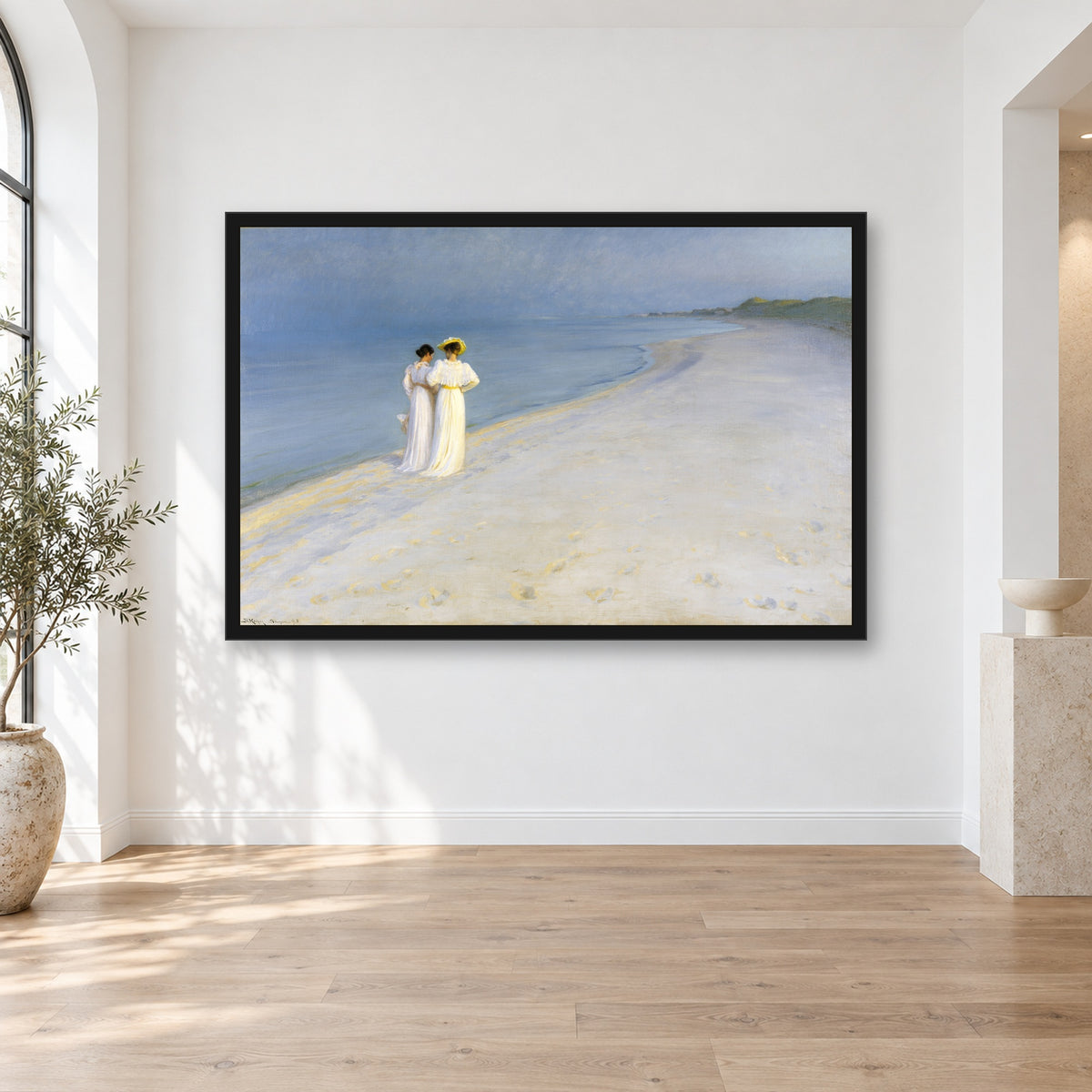 Summer Evening on Skagen's Southern Beach by Peder Severin Krøyer — framed interior mockup