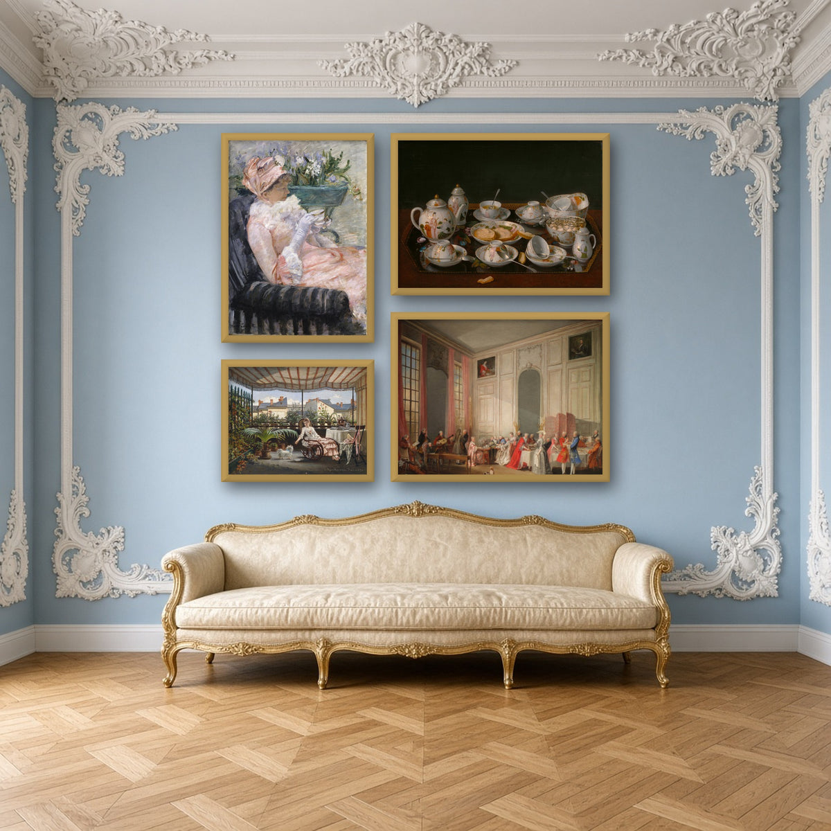 Tea Time in Art Gallery Wall Set of 4 — gallery wall mockup