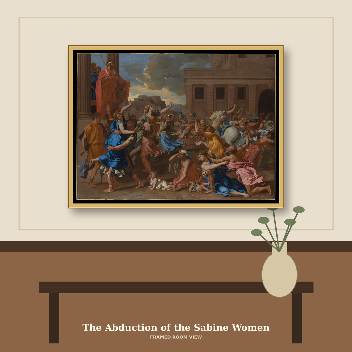 The Abduction of the Sabine Women by Nicolas Poussin, room mockup