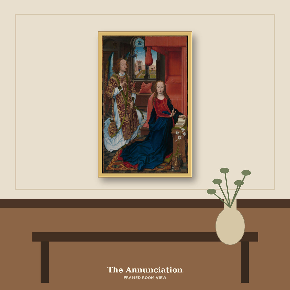 The Annunciation by Hans Memling, room mockup