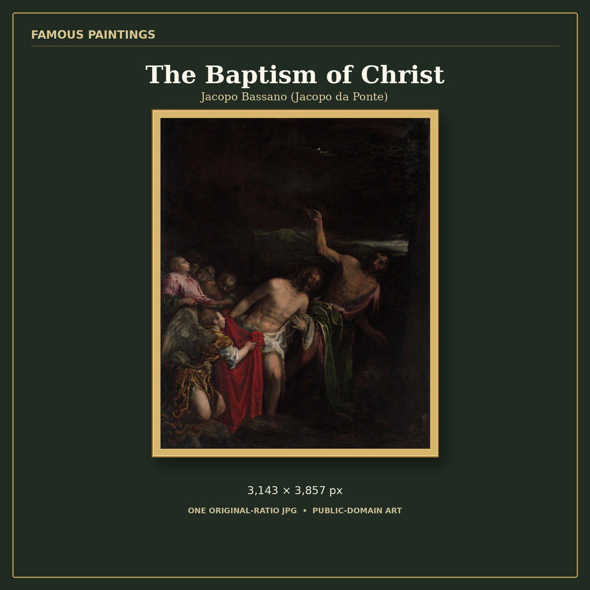 The Baptism of Christ by Jacopo Bassano (Jacopo da Ponte), cover preview