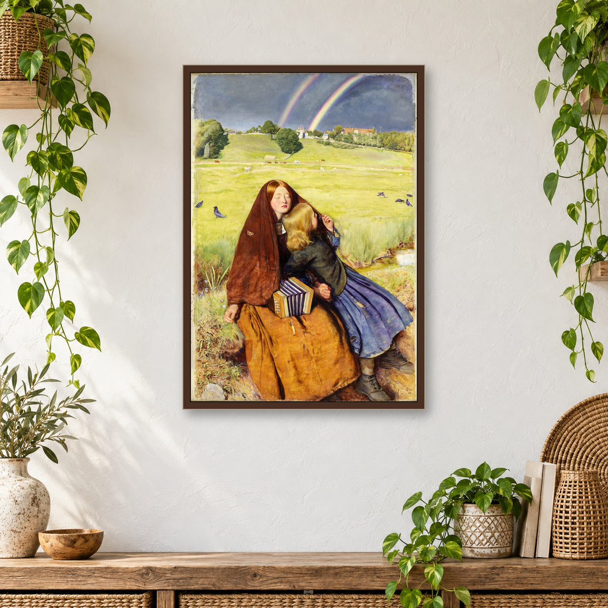 The Blind Girl by John Everett Millais — framed room mockup