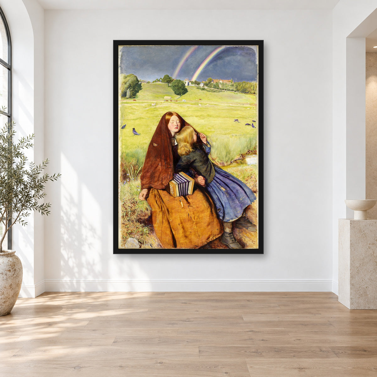 The Blind Girl by John Everett Millais — framed interior mockup