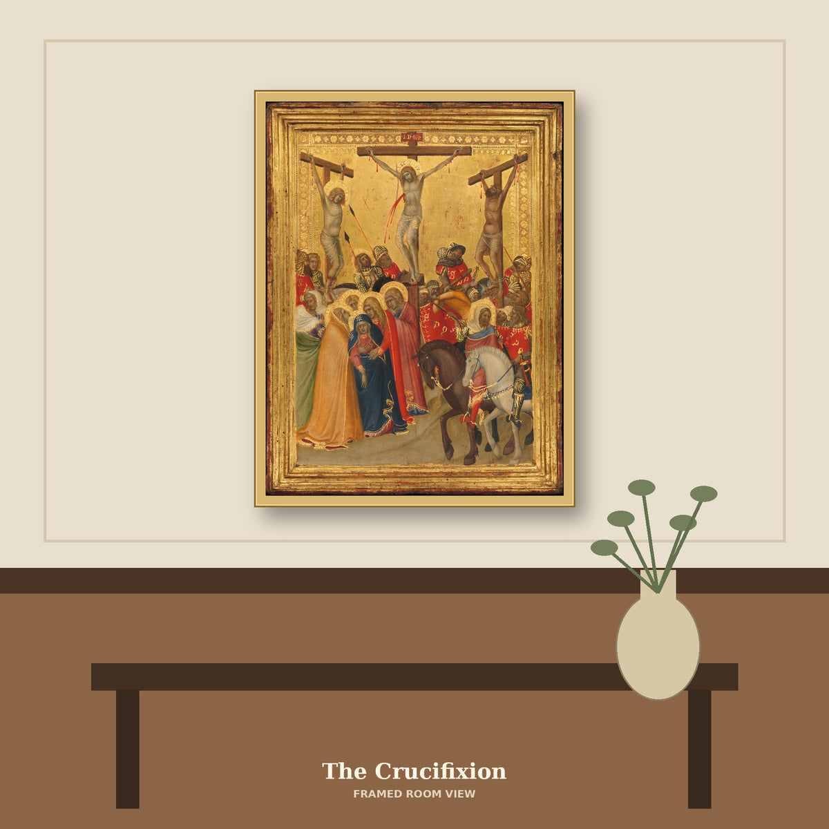 The Crucifixion by Pietro Lorenzetti, room mockup