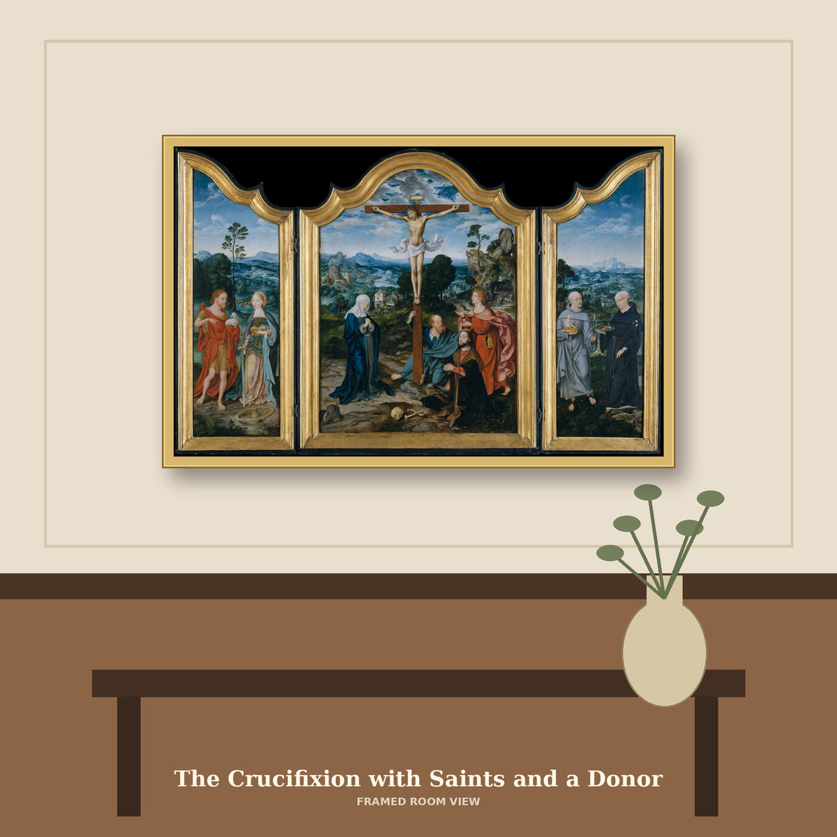 The Crucifixion with Saints and a Donor by Joos van Cleve, room mockup