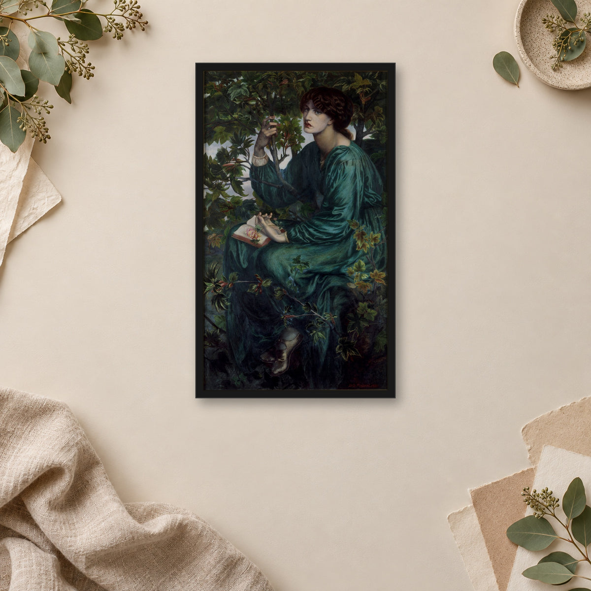 The Day Dream by Dante Gabriel Rossetti — framed room mockup