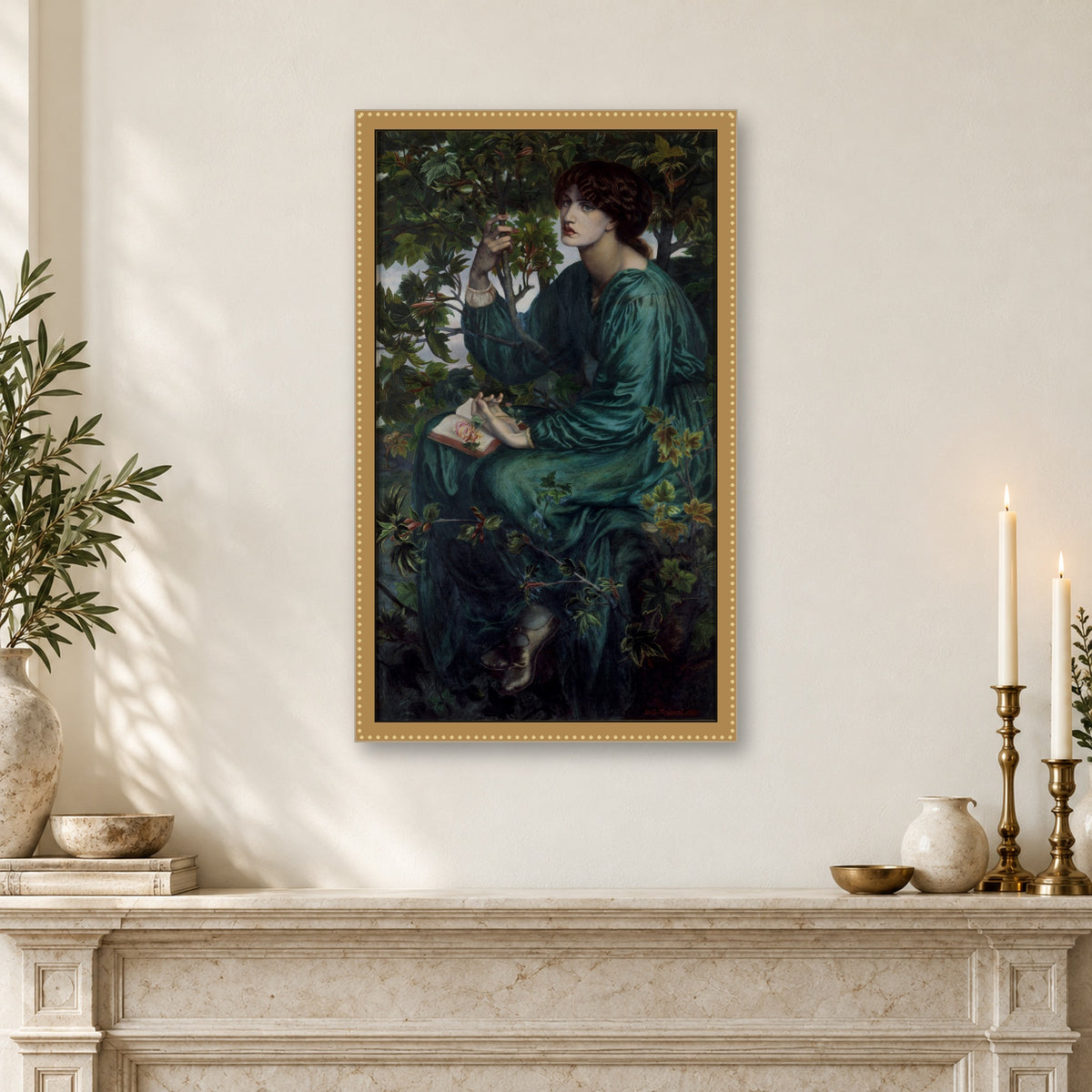 The Day Dream by Dante Gabriel Rossetti — framed interior mockup