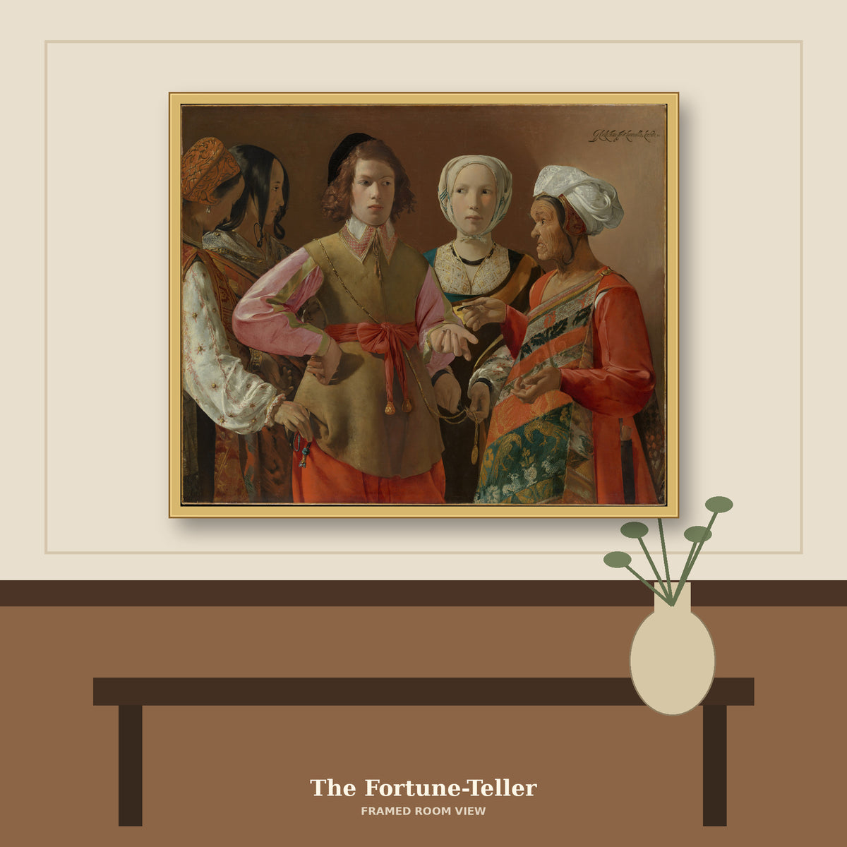 The Fortune-Teller by Georges de La Tour, room mockup