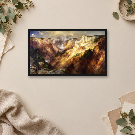 The Grand Canyon of the Yellowstone by Thomas Moran — framed room mockup