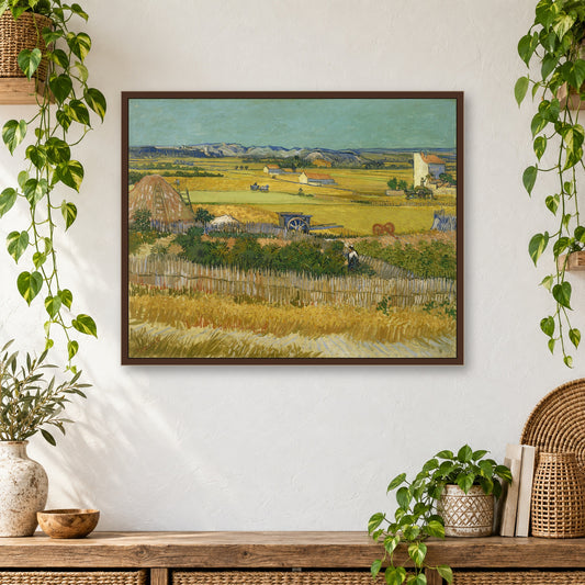 The Harvest by Vincent van Gogh — framed room mockup