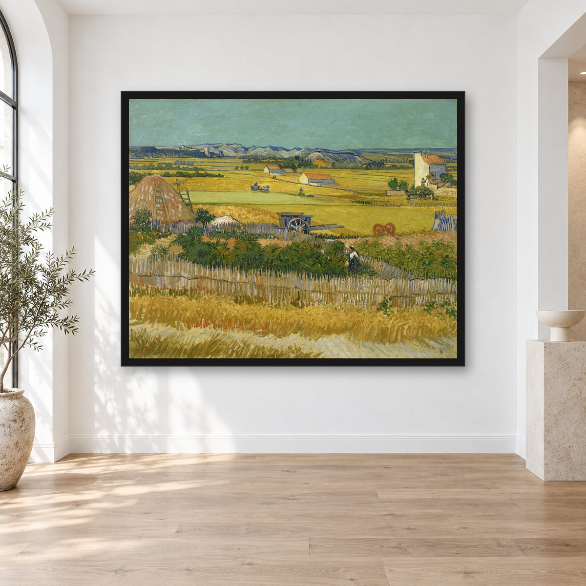 The Harvest by Vincent van Gogh — framed interior mockup