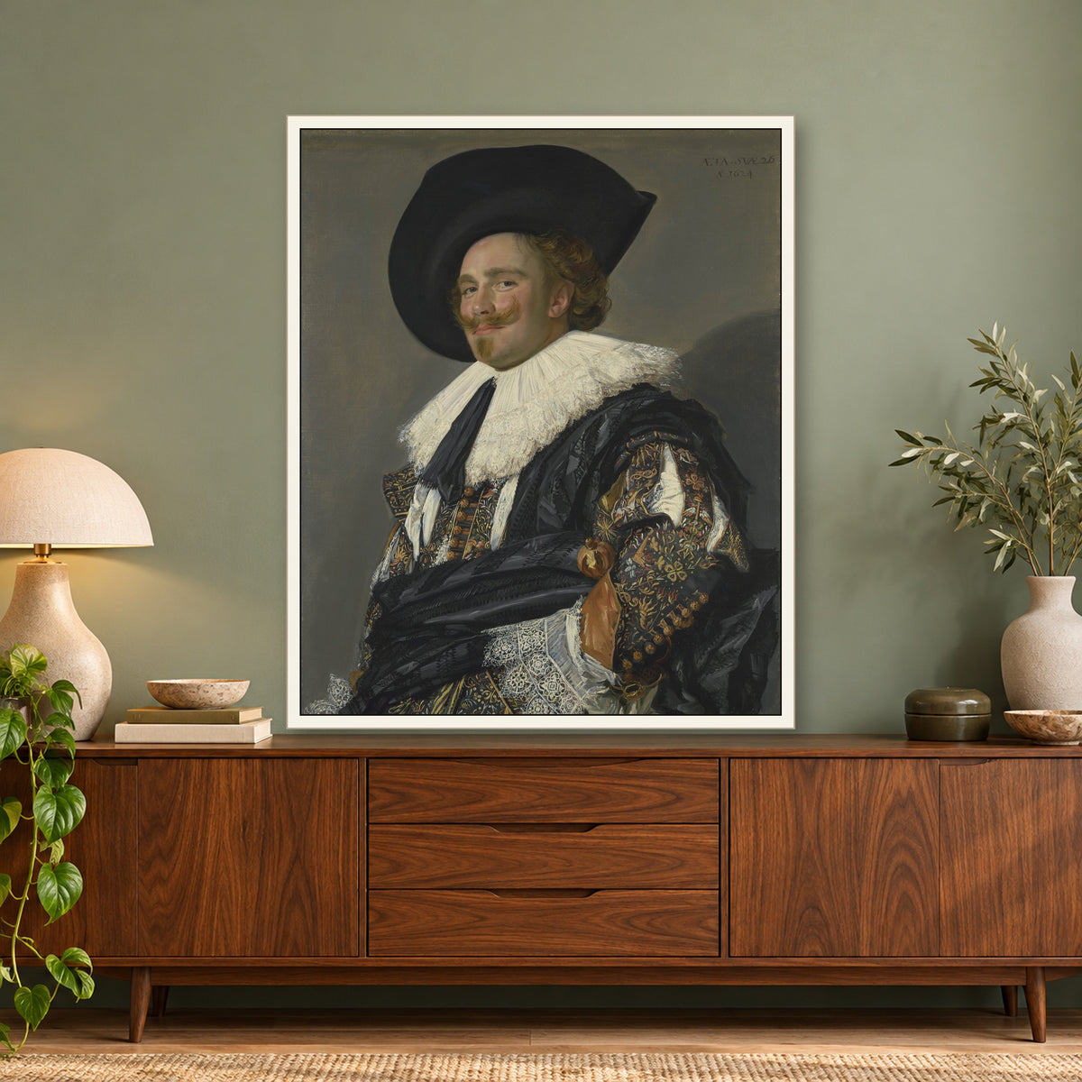 The Laughing Cavalier by Frans Hals — framed room mockup