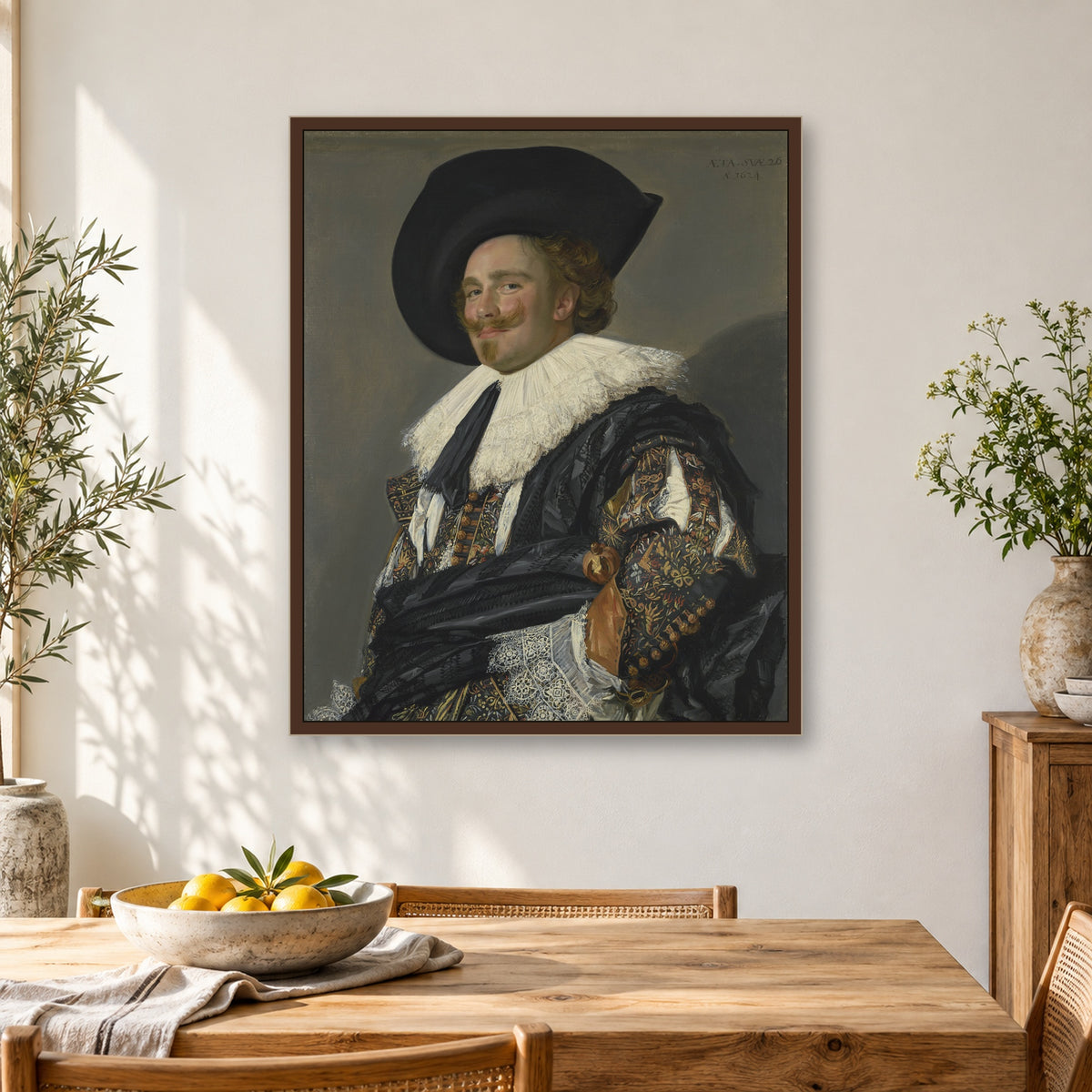 The Laughing Cavalier by Frans Hals — framed interior mockup