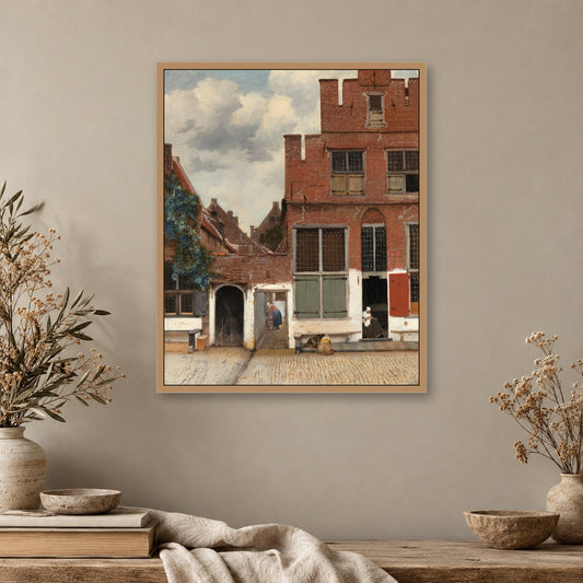 The Little Street by Johannes Vermeer — framed room mockup