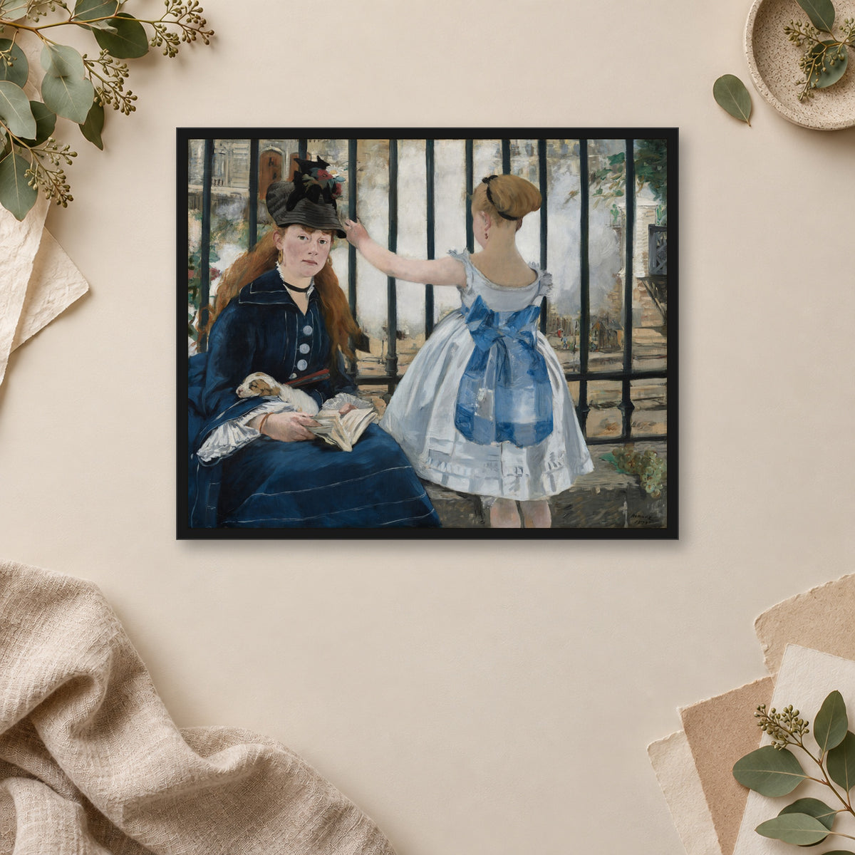 The Railway by Édouard Manet — framed room mockup