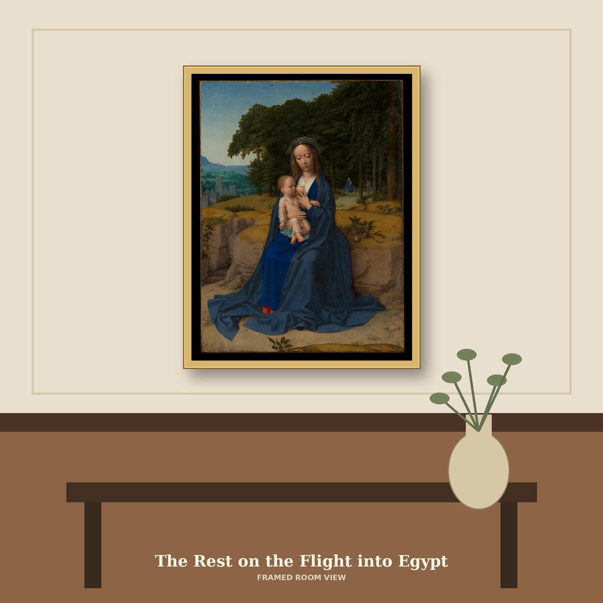 The Rest on the Flight into Egypt by Gerard David, room mockup