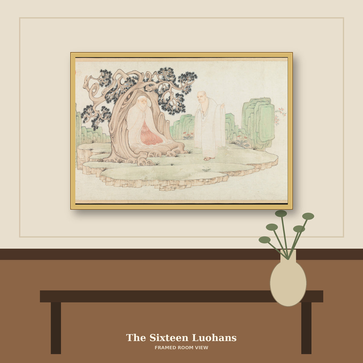 The Sixteen Luohans by Wu Bin, room mockup